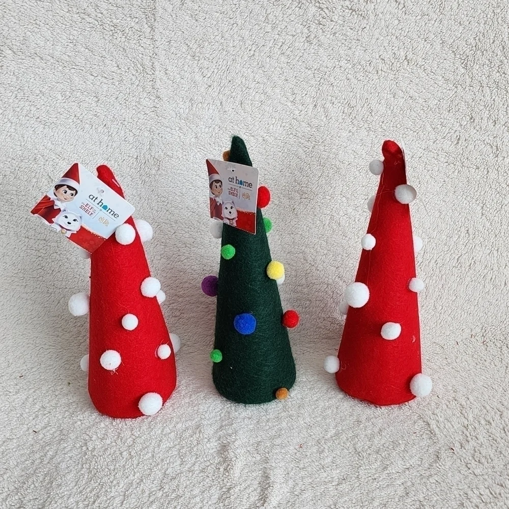 New the Elf on the shelf bundle of felt Christmas trees with pompoms 17